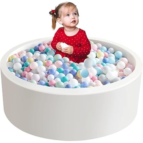 35.4" x 11.8" Foam Ball Pit for Toddlers, Baby Round Balls Pool for Babies 1-3, Kids Play Ball Pits Ideal Gift for Boys and Girls, Balls Not Included, White