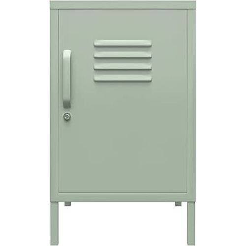 REALROOMS Shadwick 1 Door Metal Locker Style Livingroom End Table, Pale Green