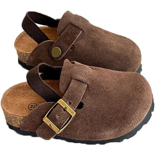 Kids Suede Clogs Toddler Clogs Boys Girls Sandals Cork Adjustable Buckle Mules