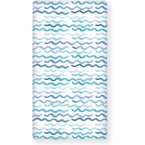 Blue Wave Fitted Crib Sheet for Boys Girls Nautical Pastel Colored Ocean Sea Waves Baby Sheet for Standard Crib and Toddler Cute Curve Nursery Bed Mattress Sheets 28"x52"