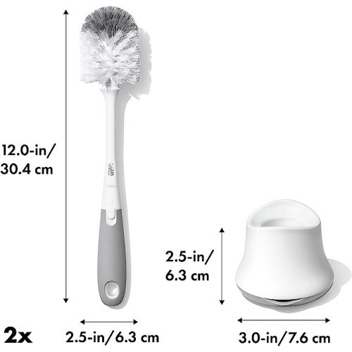 OXO Tot Bottle Brush with Nipple Cleaner and Stand – Gray, 2-Pack - Gray 2-pack - 2 Count (Pack of 1)