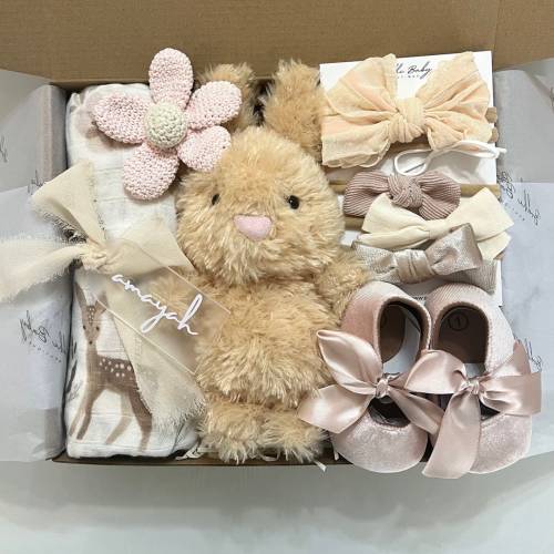 Baby Girl Gift Set, Baby Gift Box, Personalized Gift, Baby Shower Gift Box, Newborn Gift, Welcome Baby Gift, Baby Girl Bows, Name Gift Tag