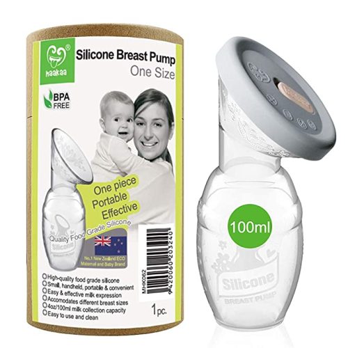 Haakaa Manual Breast Pump Breastfeeding Pump 4oz/100ml+Lid Food Grade Silicone