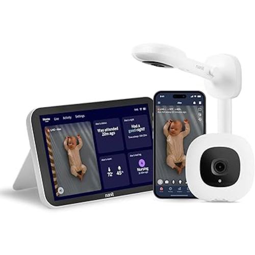 Nanit Smart Baby Monitor System with Wall Mount & 8" Display Screen - Crystal-Clear Video, Real-Time Notifications, Sleep Insights - Baby Must Have for Parents
