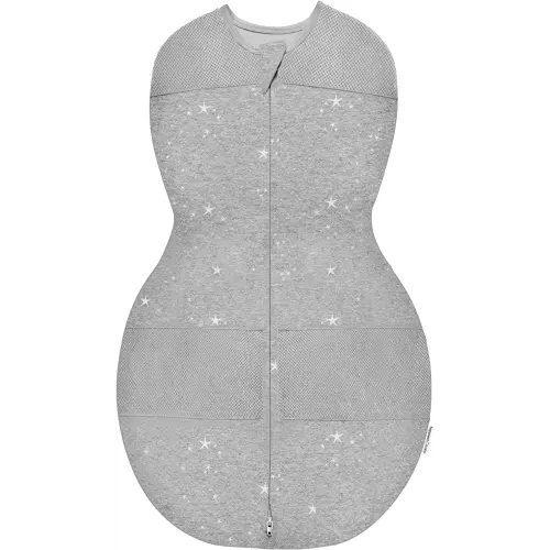 Happiest Baby Sleepea 5-Second Swaddle - 100% Organic Cotton Baby Swaddle Blanket - Doctor Designed Promotes Healthy Hip Development (Graphite Stars, Small)