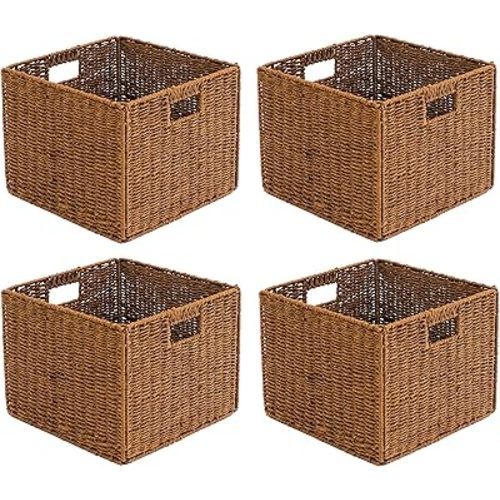 Trademark Innovations Foldable Storage Basket Brown 12.7"L x 12.7"W x 10"H