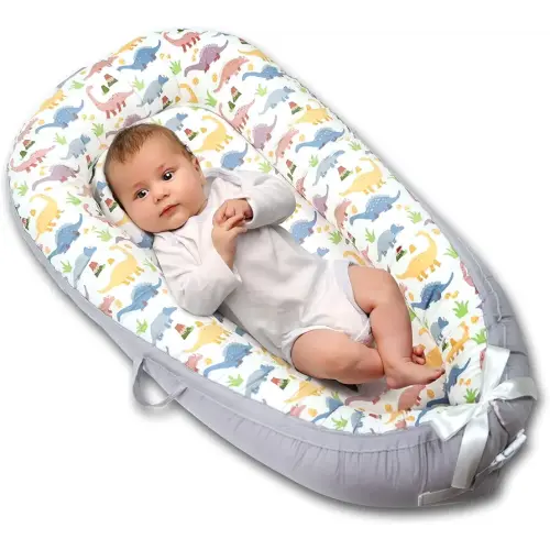 Baby Lounger for Newborn Cover - Newborn Lounger for 0-12 Months, Breathable & Portable Infant Lounger - Adjustable Cotton Soft Baby Floor Seat for Travel, Newborn Essentials -Classics Dinosaur…