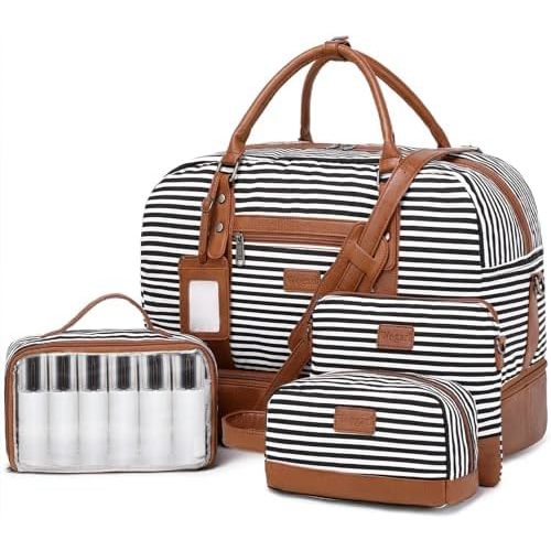 Wogarl Weekender Bags for Women Large Overnight Bag Weekend Travel Duffel Bag Carry on Shoulder with Shoe Compartment Toiletry Bag for Travel Business Gym