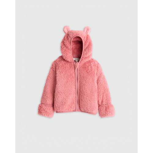 Recycled Sherpa Fleece Bear Jacket in Dusty Rose