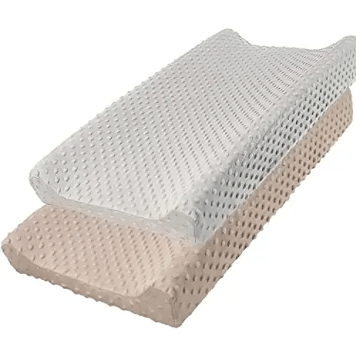 Owlowla Changing Pad Cover, Soft Minky Dots Changing Table Sheets for Baby Boy and Girl 2Pack (Silver Grey&Khaki)