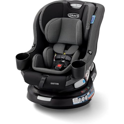 Graco EasyTurn 360 2-in-1 Convertible Car Seat, 360 Degree Rotating Infant to Toddler Rotating Car Seat, 2 Modes Forward and Rear Facing, Slim Design, Cyran