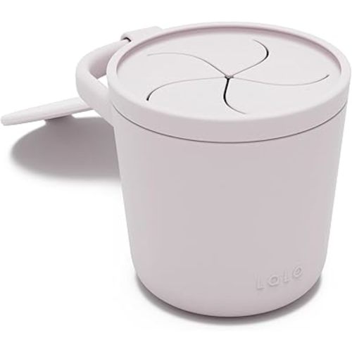 Lalo Snack Cup - Mess-Free Silicone Snack Cups for Toddlers & Babies with Detachable Lid, BPA-Free Baby Snack Containers, Fits Most Stroller & Car Seat Cup Holders, Dishwasher Safe, Lavender