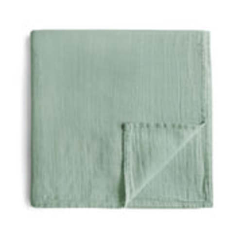 Mushie Organic Cotton Muslin Blanket - Roman Green