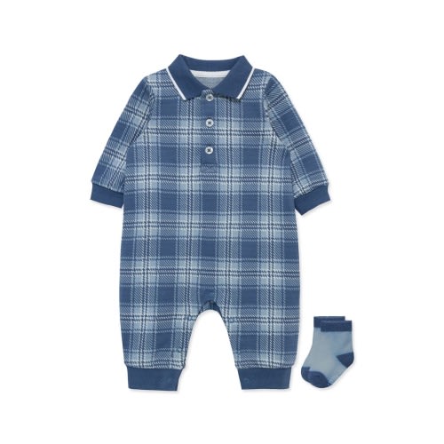 Plaid Cotton Romper & Socks Set