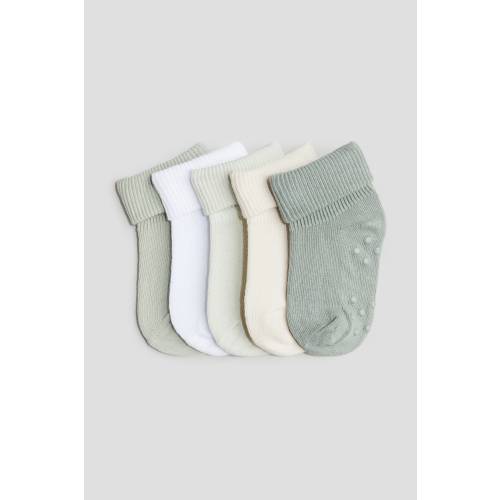 5-pack Non-slip Socks, Beige melange/brown