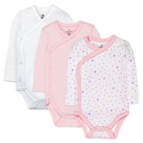 3-Pack Organic Cotton Long Sleeve Side-Snap Bodysuits Love Dot 3-6m
