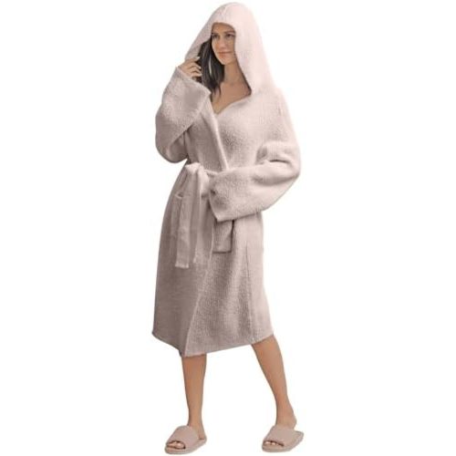 bearberry Cozy Robe Lightweight Soft Plush Bathrobe with Pockets for Women