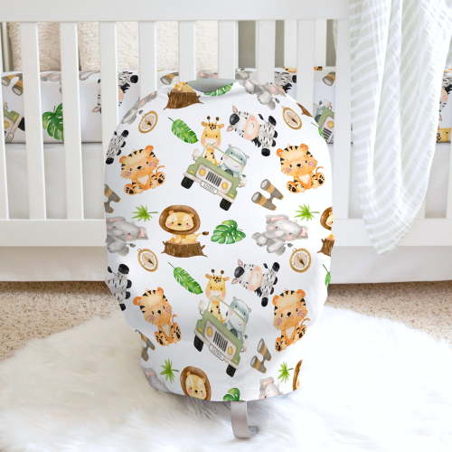 Honey Lemonade Safari Infant Car Seat - Nursing Cover | Infant Car Seat Baby Cover - Machine Washable - Multicolor Car Seat Cover for Boys & Girls