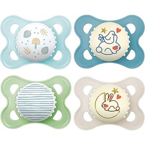 MAM Original Day & Night Pacifiers, Binky Pacifier for 0-6 Months, BPA-Free Silicone, Glows in The Dark, Best for Newborn Babies, Developed with Medical Experts, 4 Count Binkies