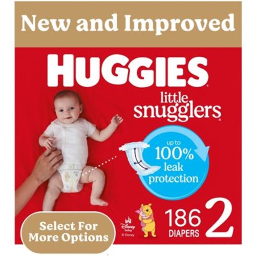 Huggies Little Snugglers Baby Diapers, Size 2 (12-18 lbs), 186 Ct (Select for More)