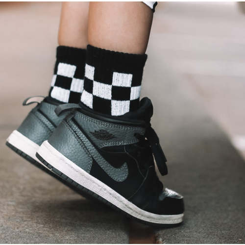 Kickin It Up Socks - Black Check