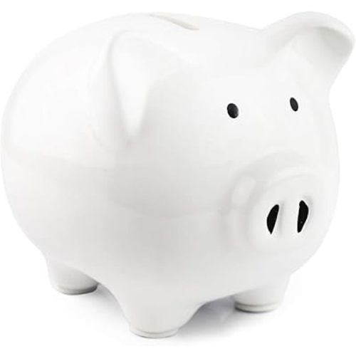 Pink Piggy Bank,Ceramic Money Piggy Bank Kids (White)