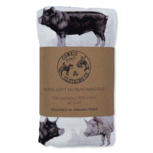 Pig Bamboo Muslin Swaddle – Cowkid Clothing Company