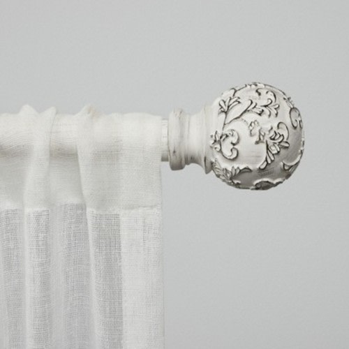 Exclusive Home Vine 1" Curtain Rod and Finial Set, Color: Distressed white, Size: 66"-120"