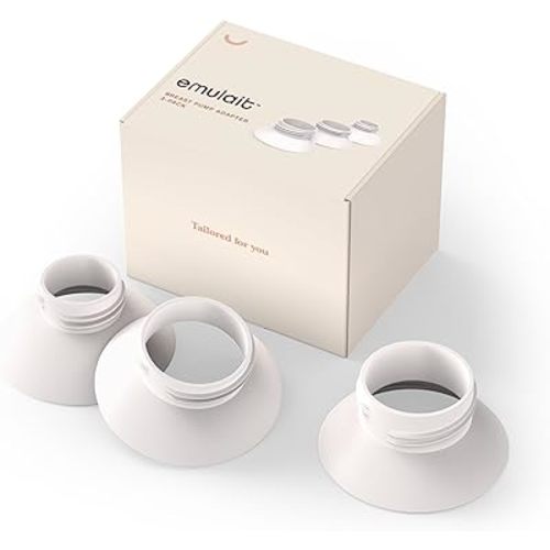 Emulait Silicone Breast Pump Adapters (Set of 3), Compatible with All Standard Breast Pumps