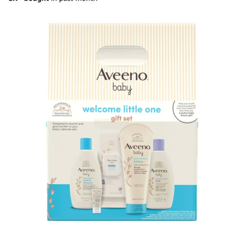 Aveeno Baby Welcome Little One Gift Set, Baby Skincare Set with Nourishing Baby Body Wash & Shampoo, Calming Bath Wash, All Over Baby Wipes, Daily Moisturizing Lotion, & Baby Balm, 5 Items