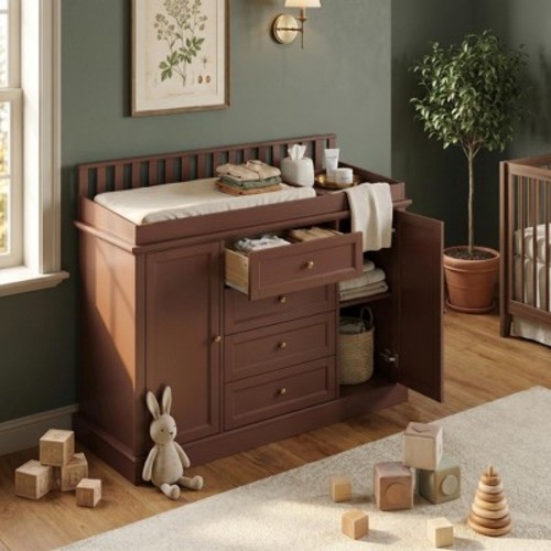Famapy Changing Table Dresser –Spacious Nursery Organizer with Drawers & Cabinets for Diapers,Clothes & Toys,Diaper Organization & Newborn Daily Use