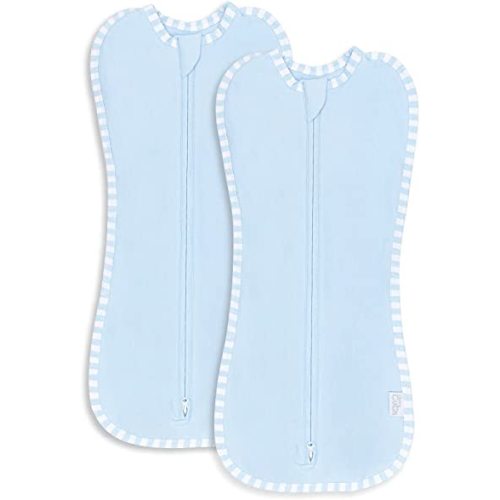 Comfy Cubs Swaddle Blanket Baby Girl Boy Easy Zipper Wrap 2 Pack Newborn Infant Sleep Sack (Small 0-3 Months, Blue)