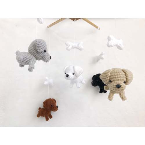 Labrador Puppy set 2 Crochet Baby Mobile, Dog baby mobile, Nursery decor,Dog crochet mobile, Labrador baby mobile, Baby Shower Gift