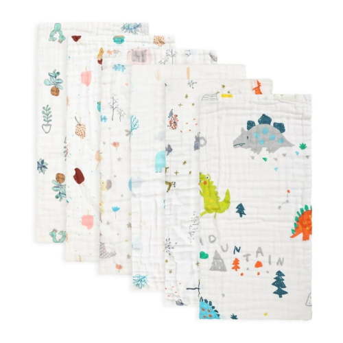 FOOK FISH Muslin Baby Burp Cloths, 6 Pack, 20'' x 10'', Premium Cotton, Ultra Soft, Absorbent, Unisex