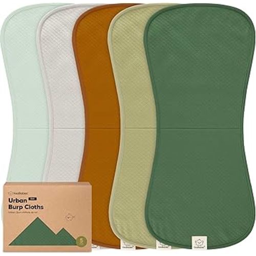 KeaBabies 5-Pack Organic Burp Cloths Baby Girl, Boy - Extra Large, Absorbent Baby Burp Cloths, Soft Burping Cloths for Babies, Newborn Burp Clothes, Cotton Burp Rags,Thick Burp Cloth (Hunter/Quin)