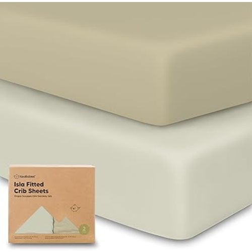 2-Pack Crib Sheets for Boys, Girls - Viscose Derived from Bamboo Fitted Crib Sheet, Baby Crib Sheets Neutral, Crib Mattress Sheet, Toddler Bed Sheets, Baby Sheets for Crib Fitted Sheets (Lichen)