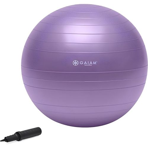 Gaiam Exercise Ball, Total Body Anti-Burst Balance Ball with Textured Grip, For Core Strength, Pregnancy Exercises, Yoga & Active Seating Included Air Pump