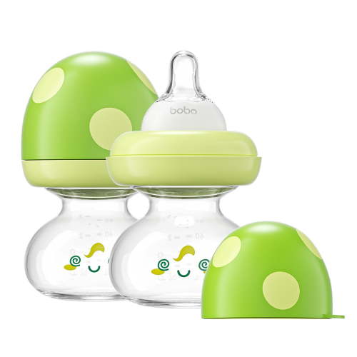 YOHKOH 80ml/2.7oz Newborn Glass Baby Bottles Set,with Slow Flow Nipple,2-Pack,Green