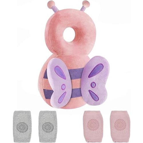 PandaEar Baby Head Protection Backpack with 2 Baby Knee Pads for Walking & Crawling, Toddler Walking Head Protector, Adjustable Head Protector Pad Safety Cushion