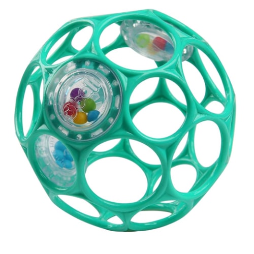 Bright Starts Oball Easy-Grasp Rattle BPA-Free Infant Toy in Teal, Age Newborn and up, 4 Inches