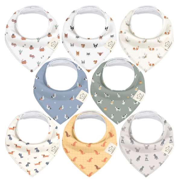8-Pack Organic Bandana Bibs | Pets & Paws