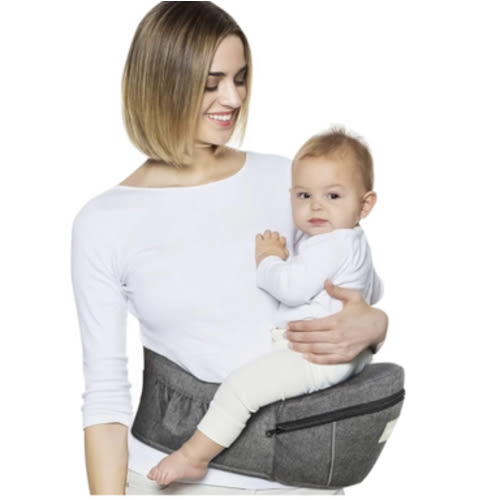Baby Carrier with Hip Seat, Ergonomic Front Carrier for Newborns & Toddlers, Adjustable Waistband with Strong Support, Large Pocket Design, Grey