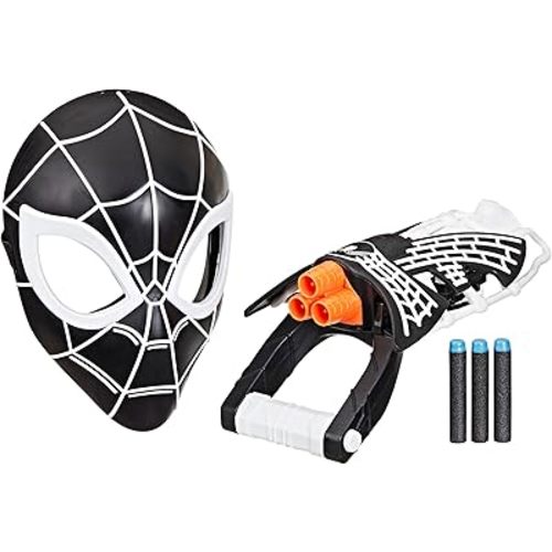 Spider-Man Marvel Symbiote Tri-Shot Blaster & Mask, Role Play Gauntlet & Mask for Costume Additions, Super Hero Toys, Kids, Ages 5+ ​