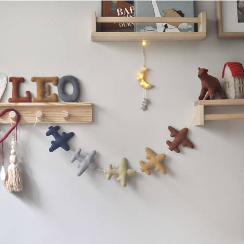 Felt Airplane Garland Plane Garland Kids Room Decor - Etsy - Blue-Brown
