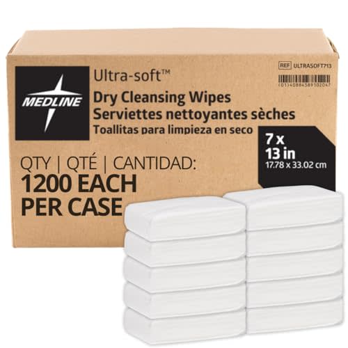 Medline Ultrasoft Dry Baby Wipes, Gentle Disposable Cleansing Cloths, 1,200 Count, Dry Wipe Size is 7 x 13 inches, Great for Sensitive Skin and can be used as Baby Washcloths, Incontinence Wipes
