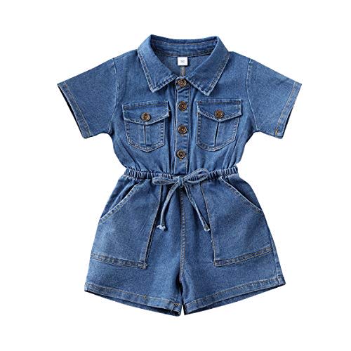 Ledy Champswiin Summer Toddler Girl Jumpsuit Shorts Little Girl Overalls Clothes Baby Jean Romper Jumpsuit One Piece Outfit