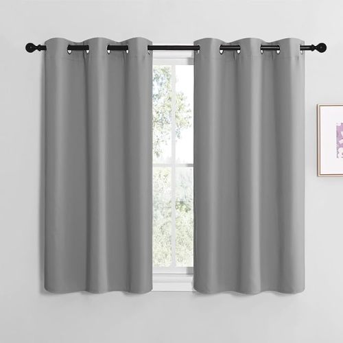 Silver Grey Blackout Curtains, 2 Panels, 42x40
