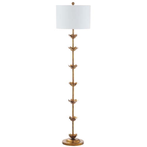 Safavieh Rustic Landen Leaf Floor Lamp, Antique Gold, 63.5in H, LED Bulb Included, Perfect for Living Room