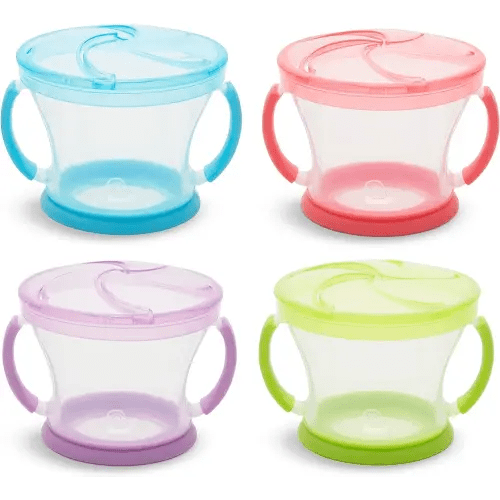 Munchkin® Snack Catcher® Toddler Snack Cups, 4 Pack, Blue/Green/Pink/Purple