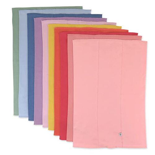 HonestBaby Baby Organic Cotton Knit Burp Cloths Multipack, 10 Pack Rainbow Gems Pinks, One Size - 10-pack Rainbow Gems Pinks
